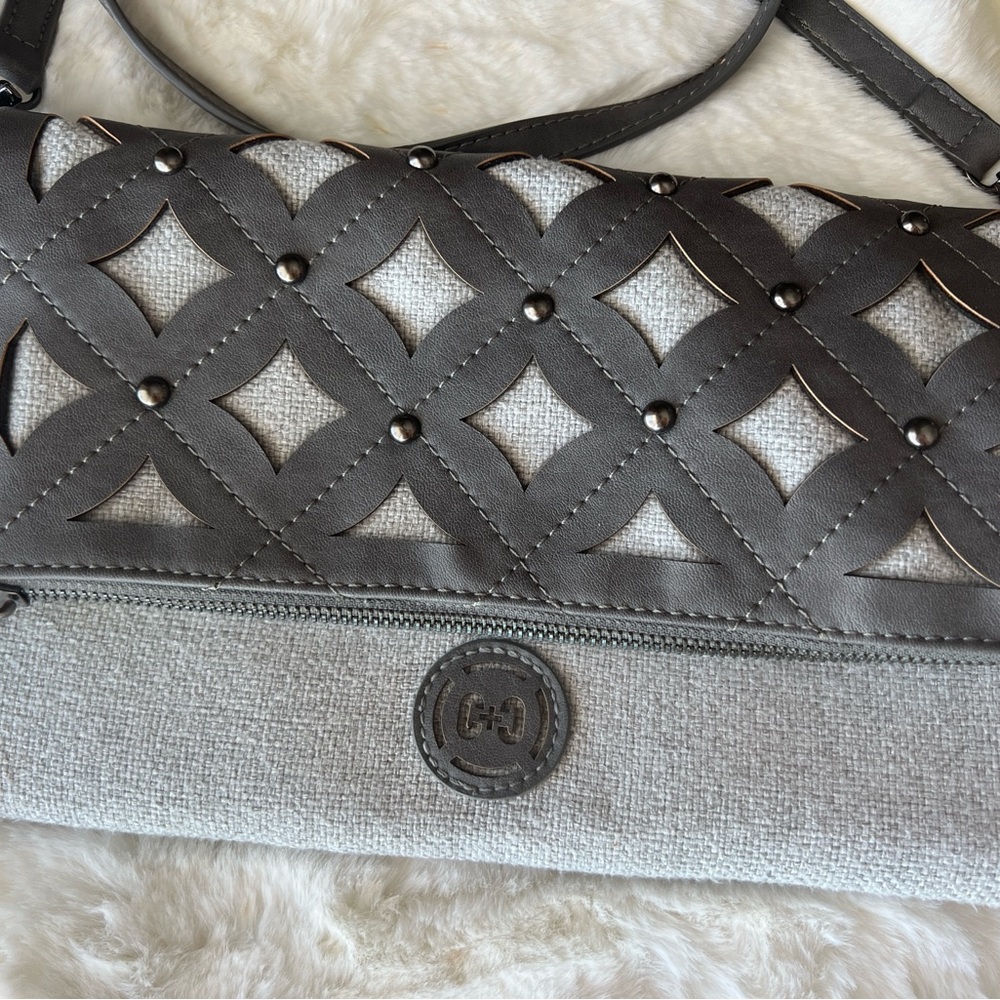 Coco & Carmen Grey Foldable Clutch/Shoulder Bag